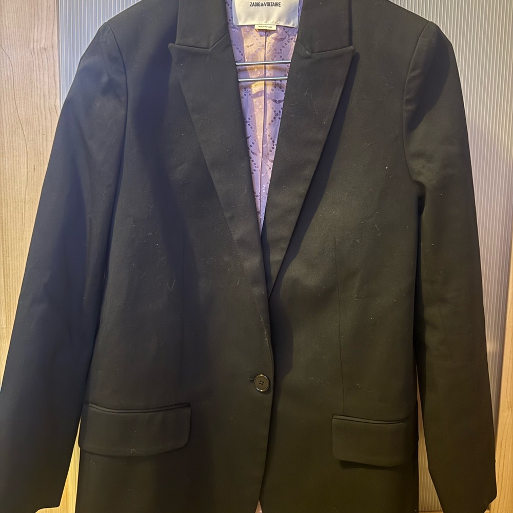 Zadig & Voltaire Black Blazer with Black LOVE Embroidery - Picture 15 of 15